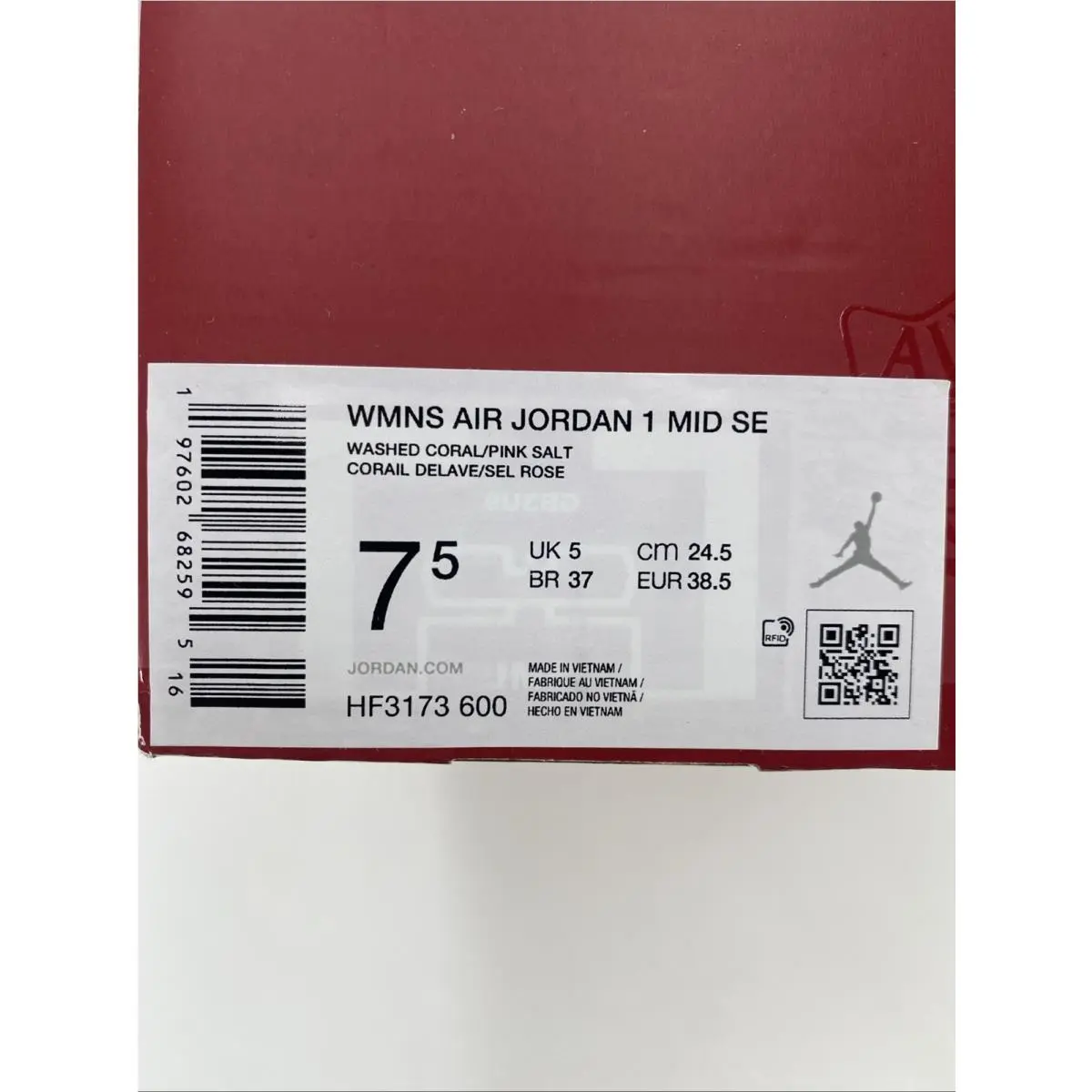 Nike shoes - Air Jordan 1 Mid SE - HF3173 600 - Washed Coral/Pink Salt (UPC: 197602682595) 8