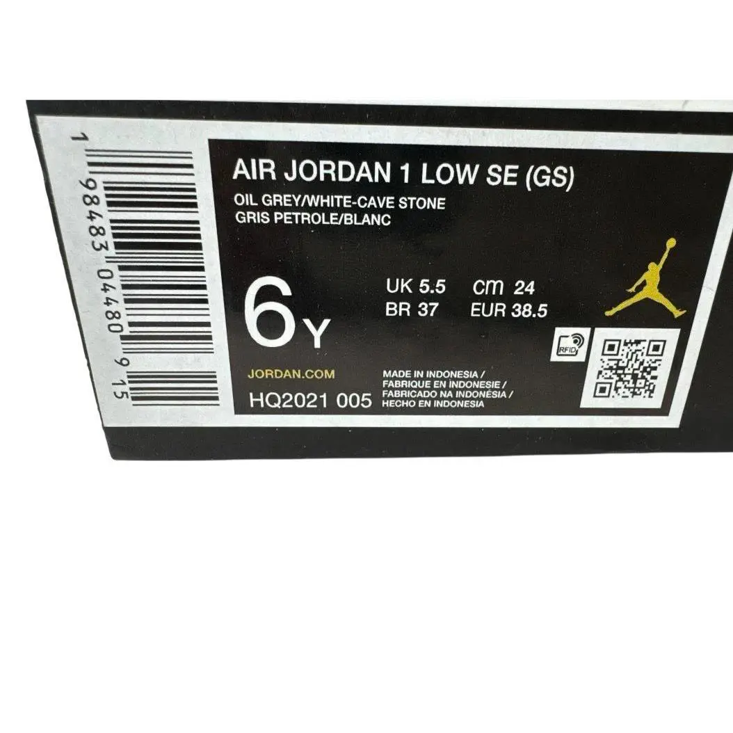 Nike shoes - Nike Youth Air Jordan 1 Low SE Oil Grey Size 6Y HQ2021-005 2