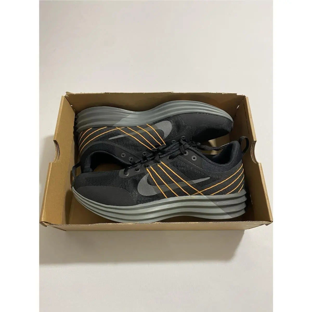 Men’s Size 12 -  Lunar Roam Black Grey Laser Orange HM0713 003 by Nike