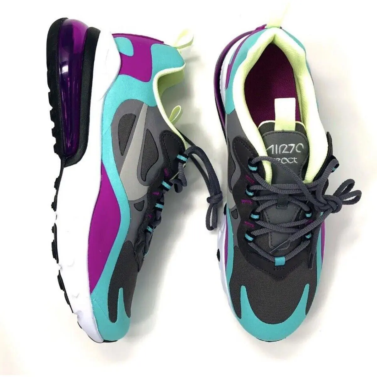 Nike shoes - Nike Air Max 270 React GS - Teal, Purple (UPC: 193152374409) 7