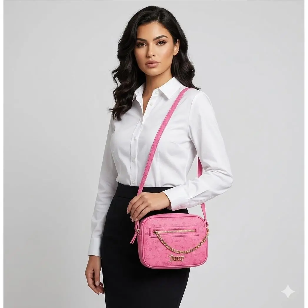 Embossed Pink Purse – Crossbody Camera Handbag Fashion Bag by Juicy Couture