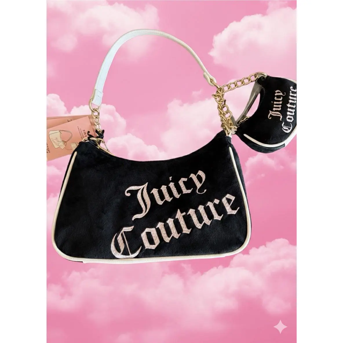 Juicy Couture Better Together Black Blush Hobo Shoulder Bag Detachable Mini Bag