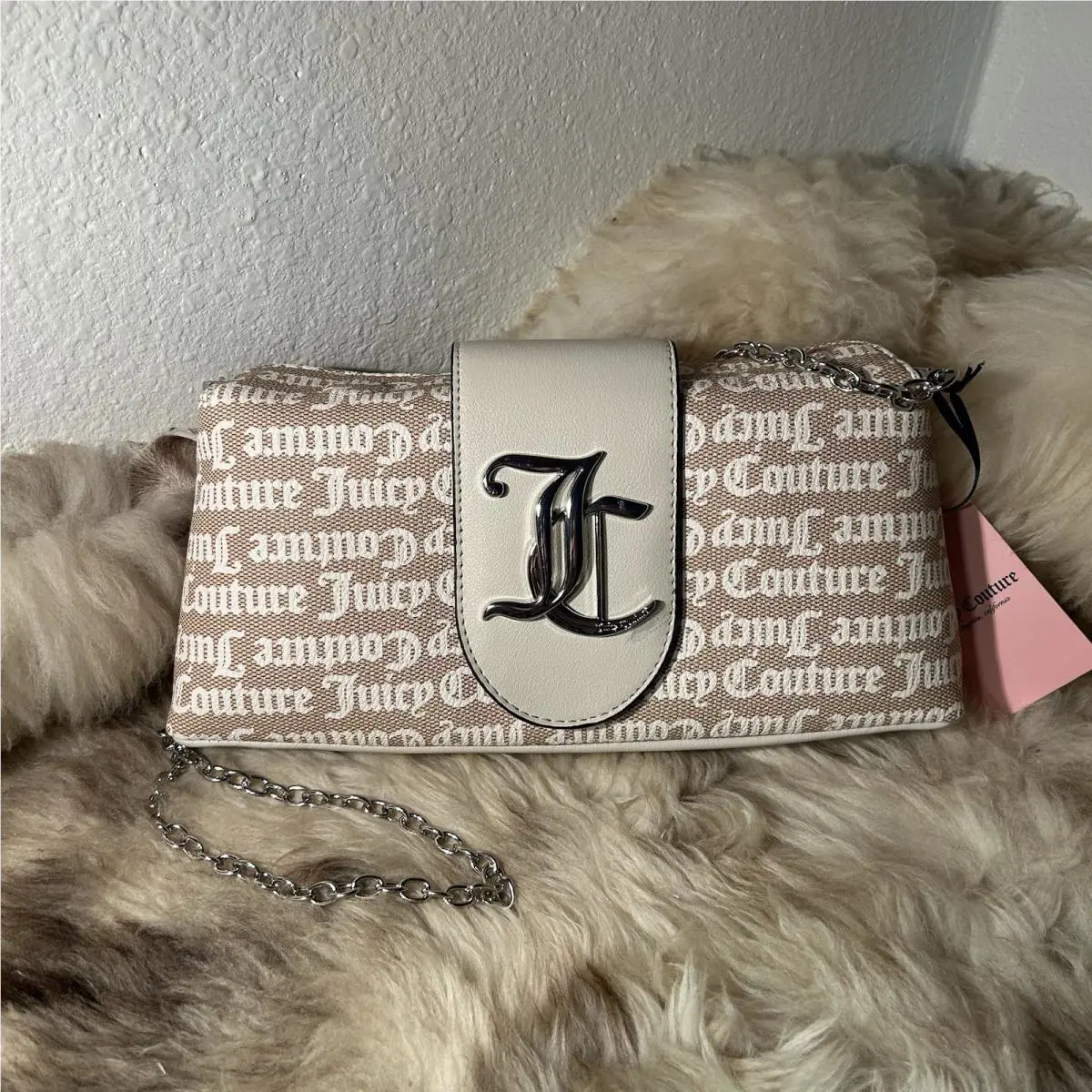 Juicy Couture Overstated Juicy Clutch Crossbody - Sand Oyster