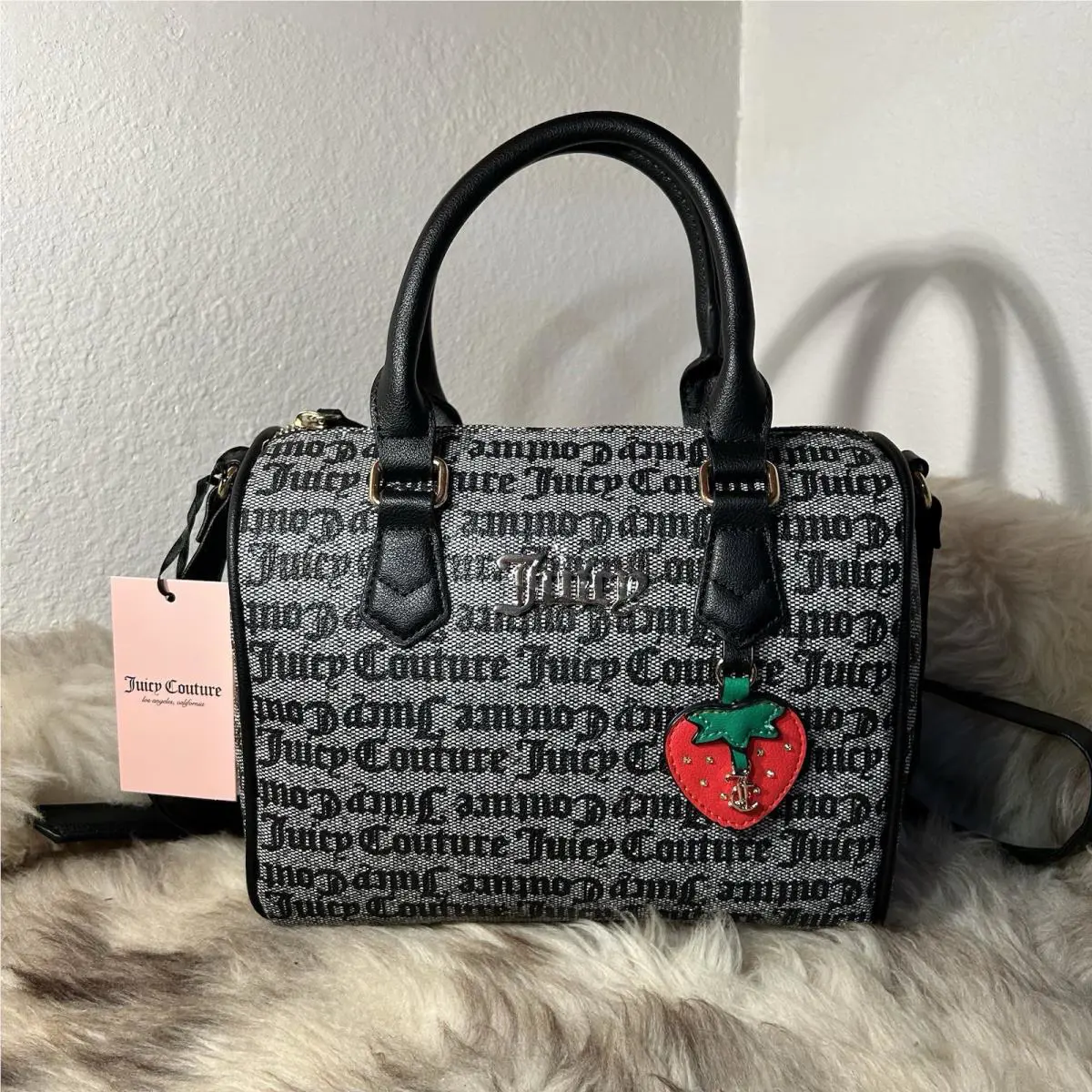 Juicy Couture Freshly Picked Satchel - Black Beige - Strawberry