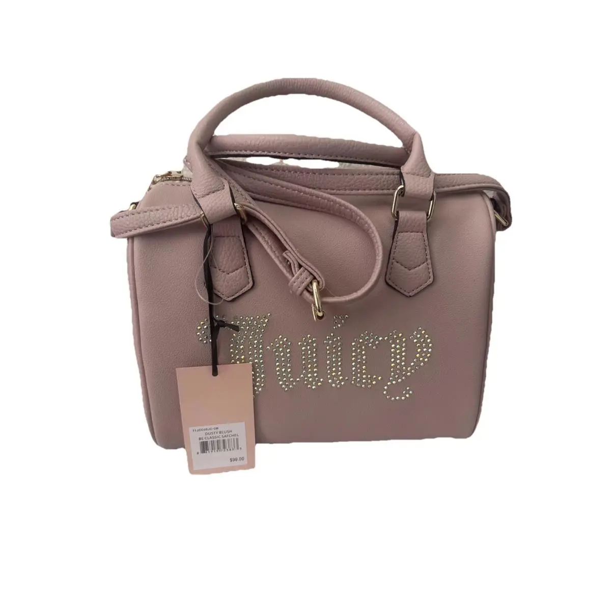 Juicy Couture Dusty Blush Pink Be Rhinestones Classic Satchel Handbag Purse