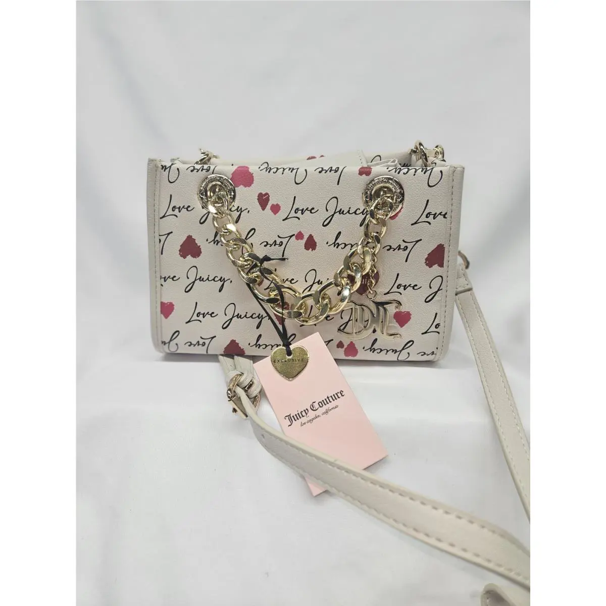 Love Juicy Love Letter Juicy Couture Leather Mini Tote Crossbody Bag Charms