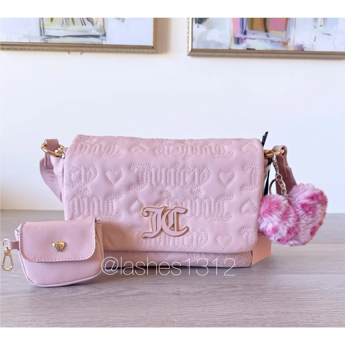 Juicy Couture Bag Pink League Quilted Flap Crossbody - Pink