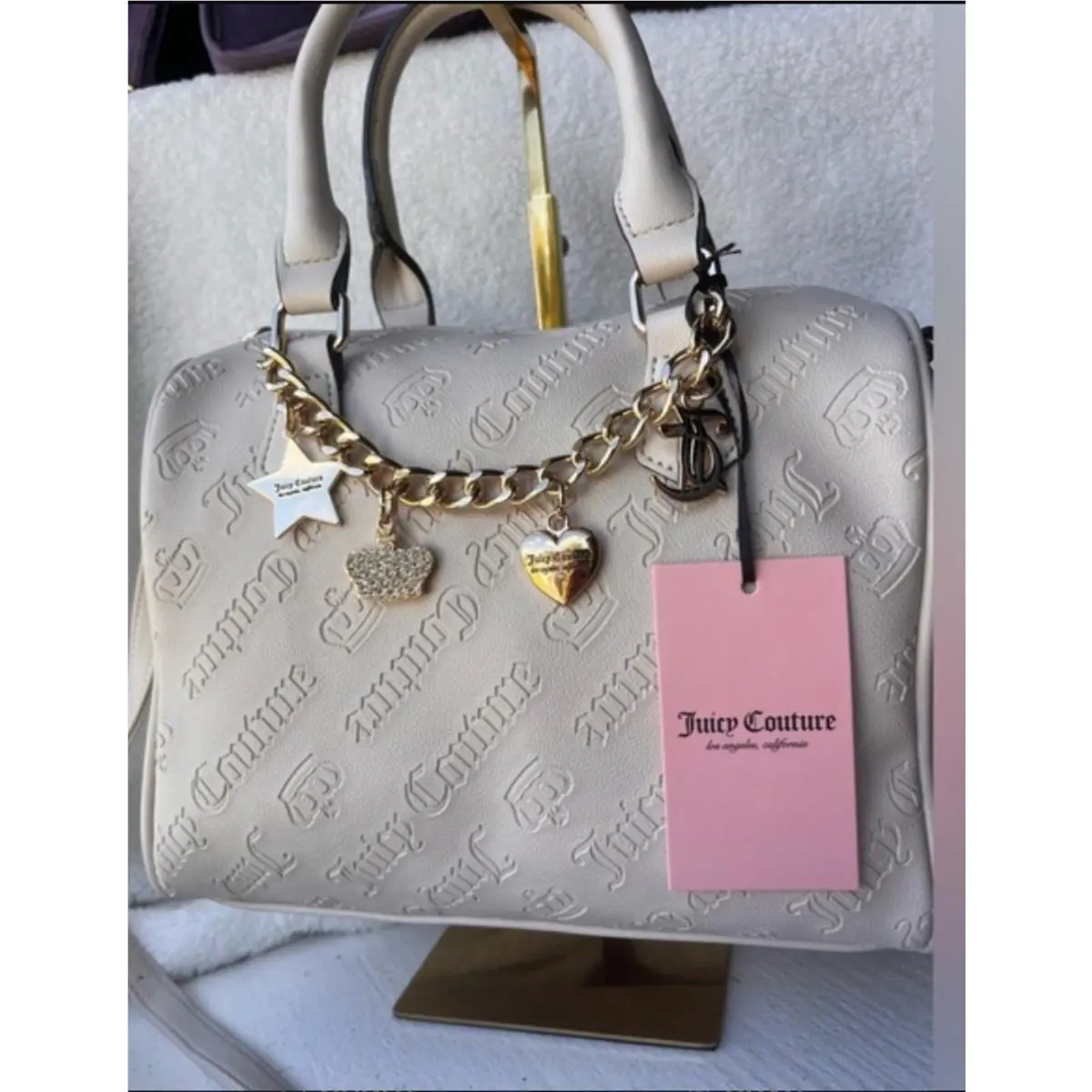 Juicy Couture Not Your Babe Satchel with Bag Charms Angel Color