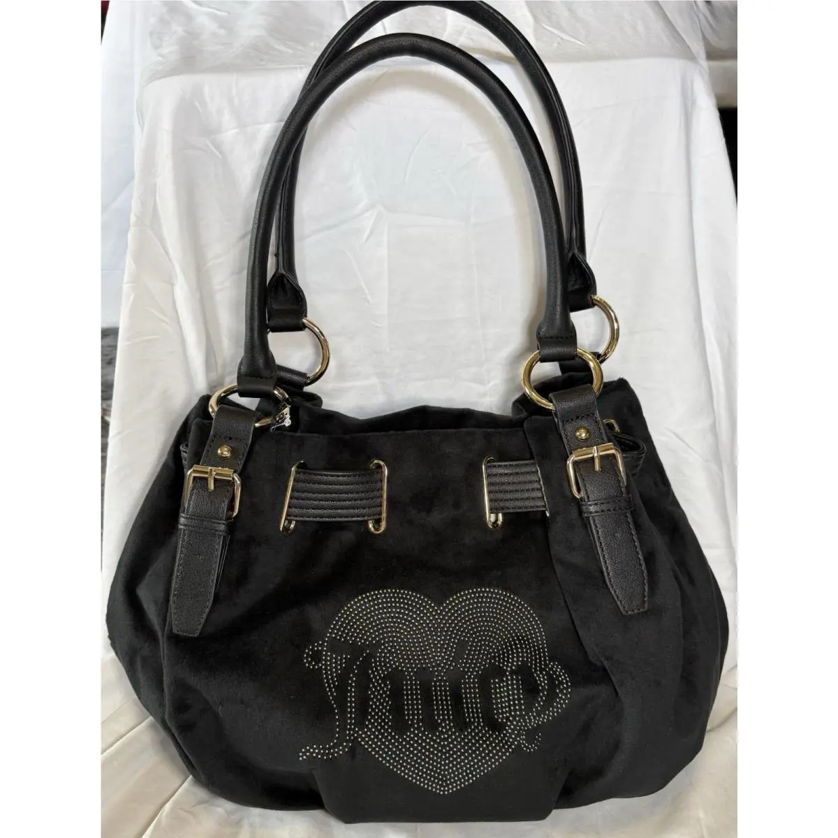 Juicy Couture Queen Couture Liquorice Black Tote Viral Velour Handbag