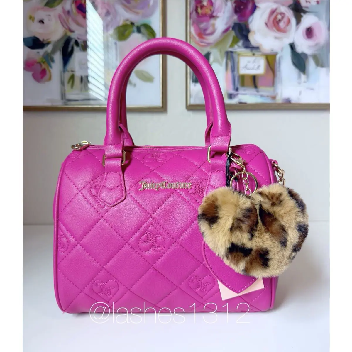 Juicy Couture Bag Fame Quilted Crossbody Satchel - Hot Pink