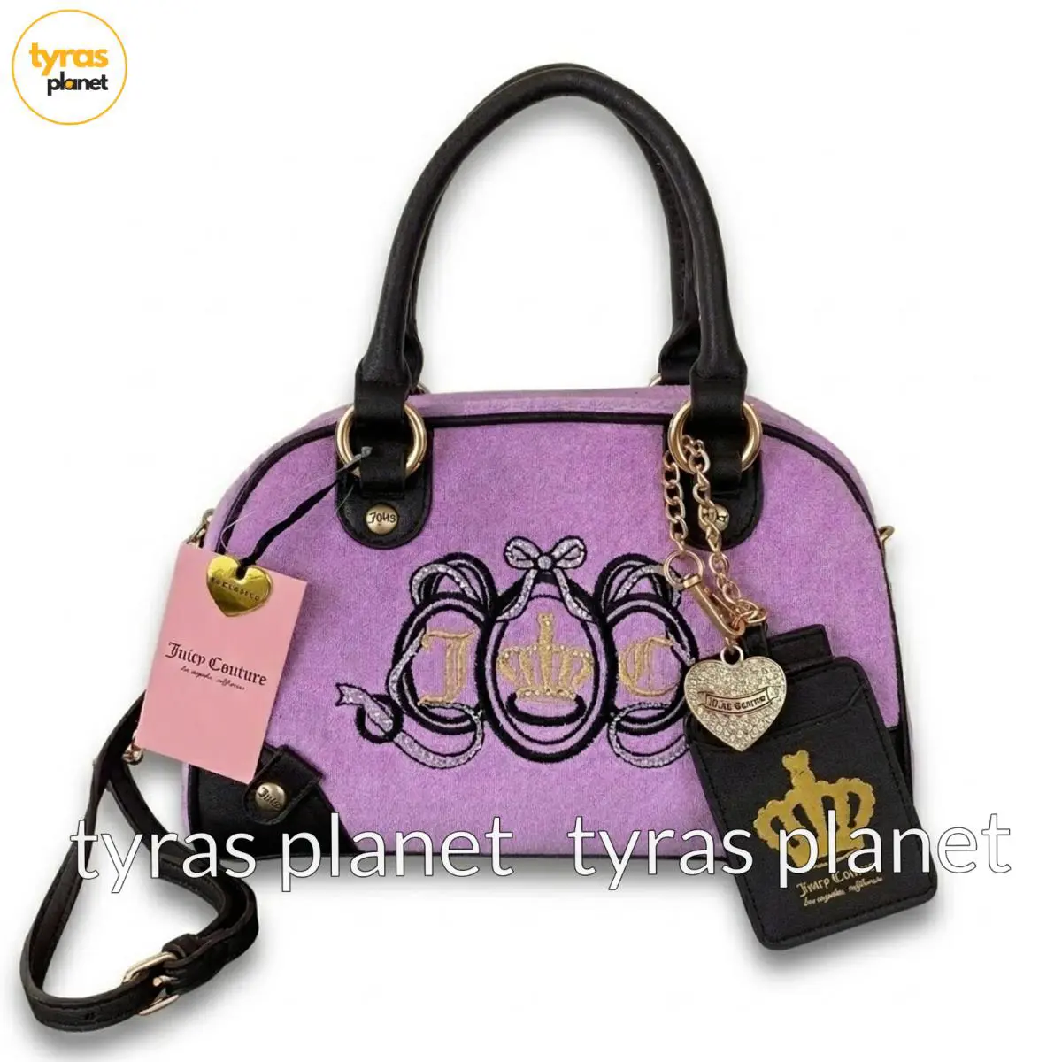 Juicy Couture Lovers Club Bowler Satchel Crossbody Bag Violet Velour Y2K
