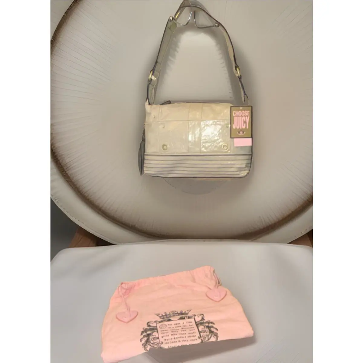 Juicy Couture Juicify Grommet Bag Y2K Archive Winter White Leather Htf