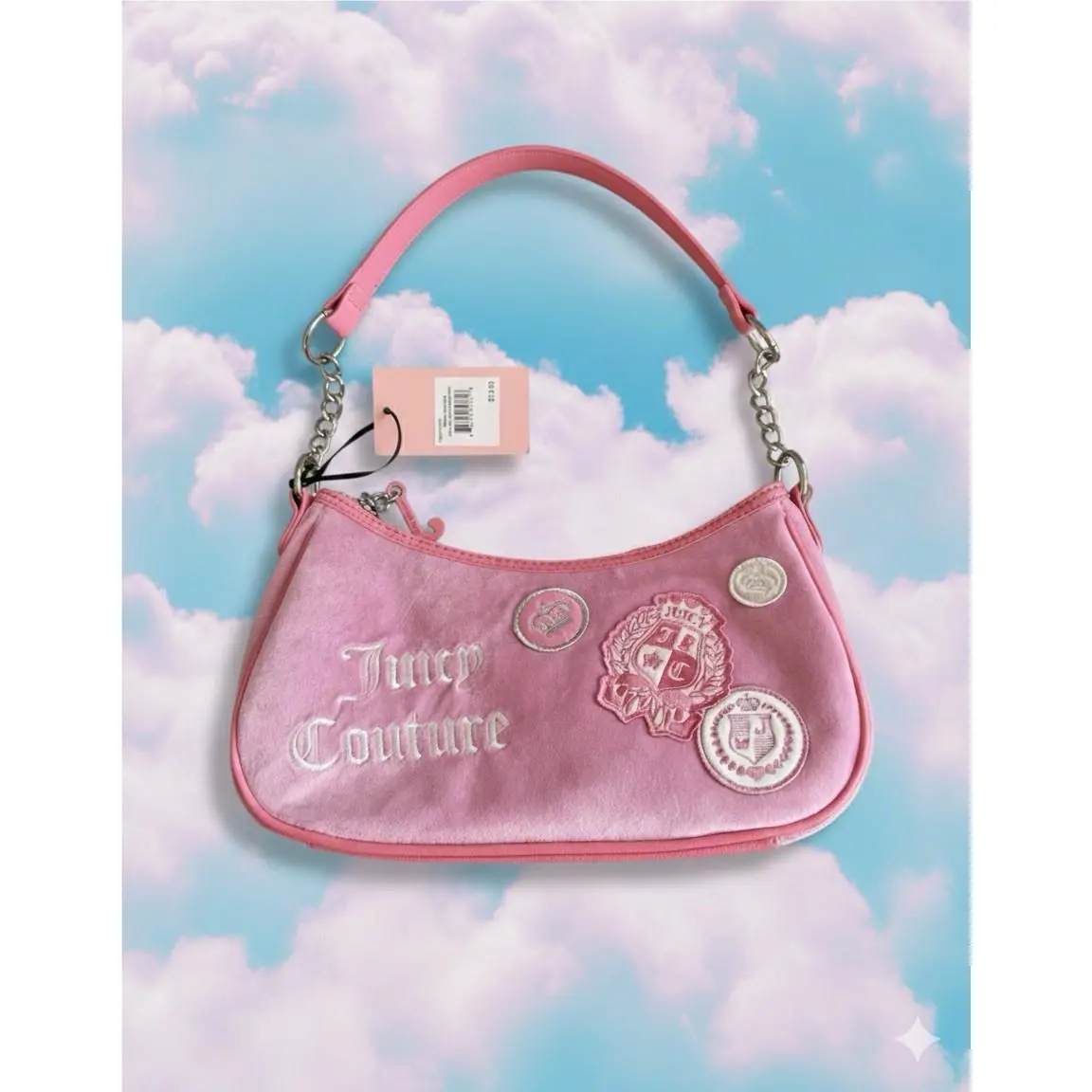 Juicy Couture Juicy Girls Rule Shoulder Bag Cherry Blossom Logo Patches J Charm