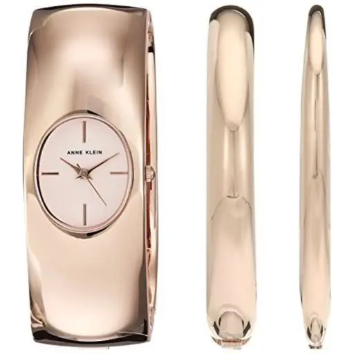 Anne Klein Metallic Women`s Gold Rose Bangle Bracelet Watch and Bangle Bracelets Set 30mm