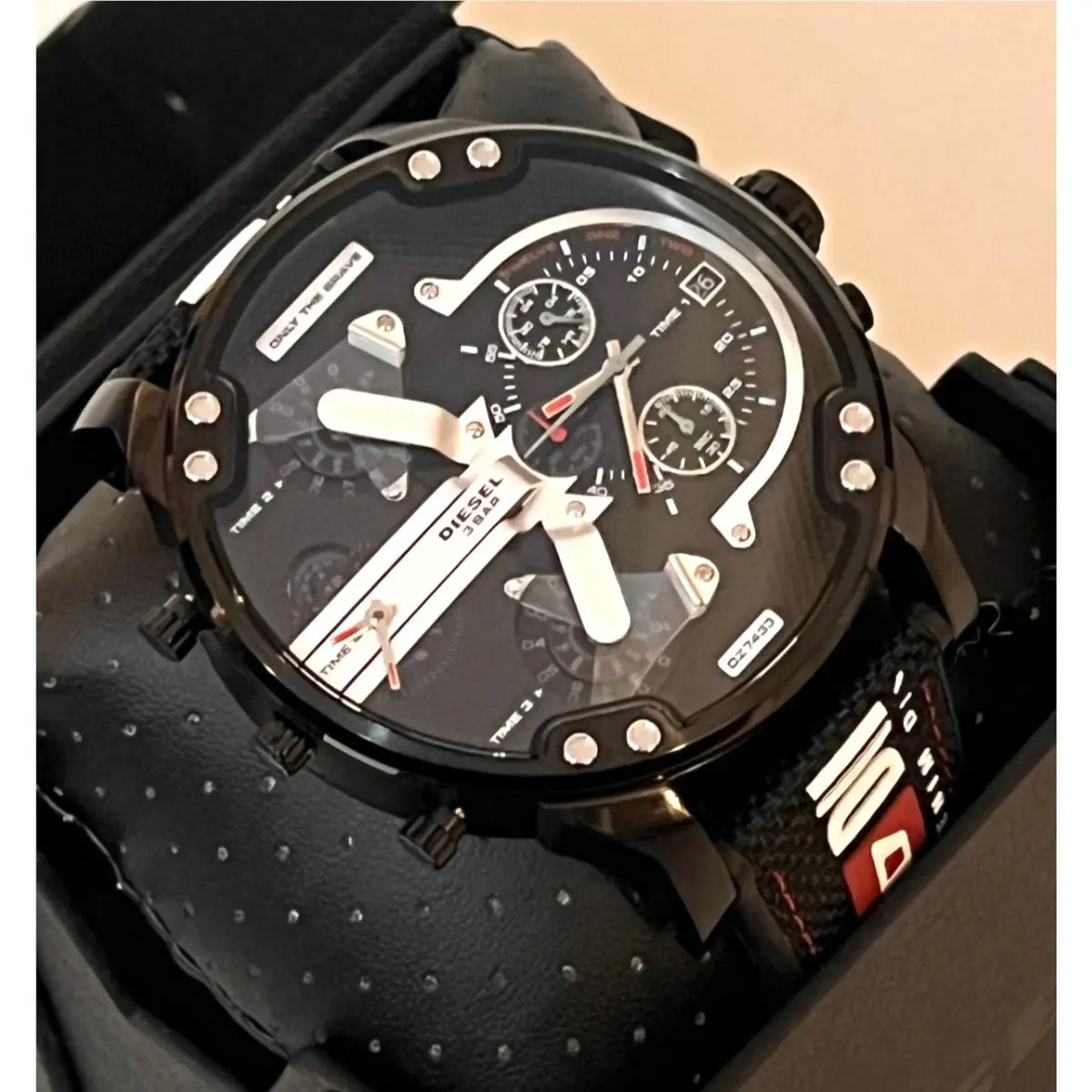 Diesel DZ7433 Mr Big Daddy 2.0 Mens 57mm Black Watch with Black Nylon Strap