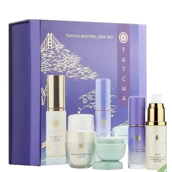 Tatcha S Set Cleansing Oil Rice Polish Water Cream Dewy Skin Mist