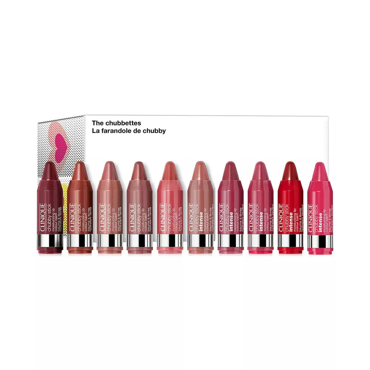 Clinique The Chubbettes 10pc Chubby Stick Moisturizing Lip Balm Gift Set