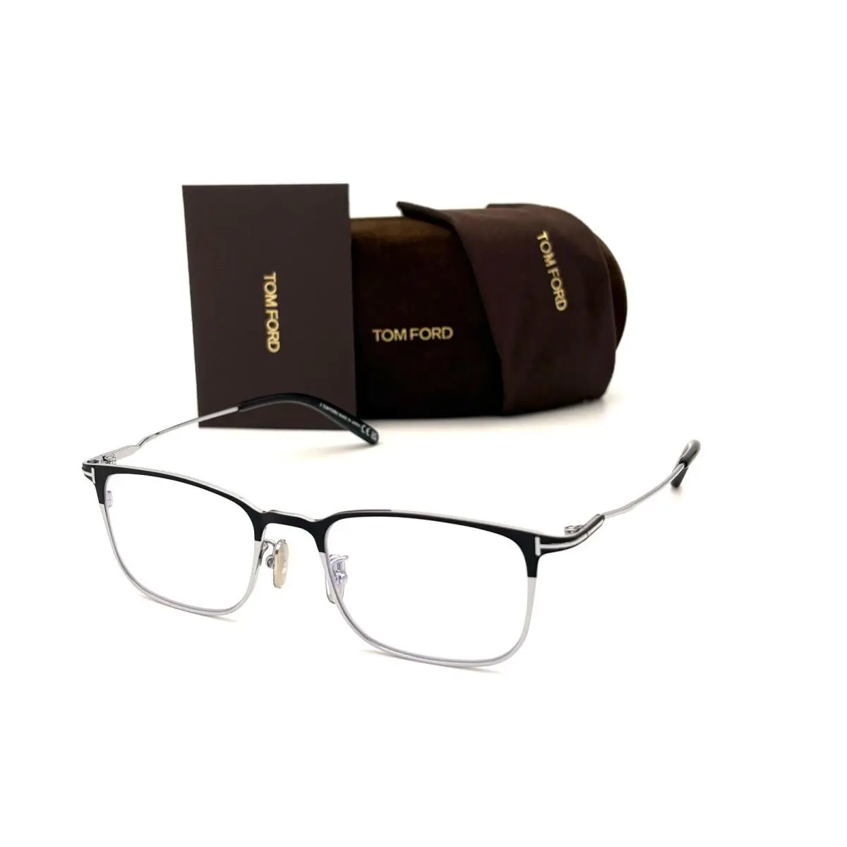 Tom Ford FT5929-B 002 Black Silver / Blue Block Clear 51mm Eyeglasses TF5929