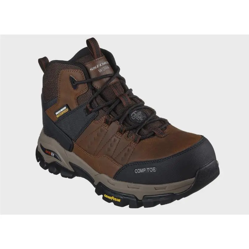 Men`s  Work Arch Fit Tarver Composite Toe Waterproof Boots 200161 Brbk 8 by Skechers