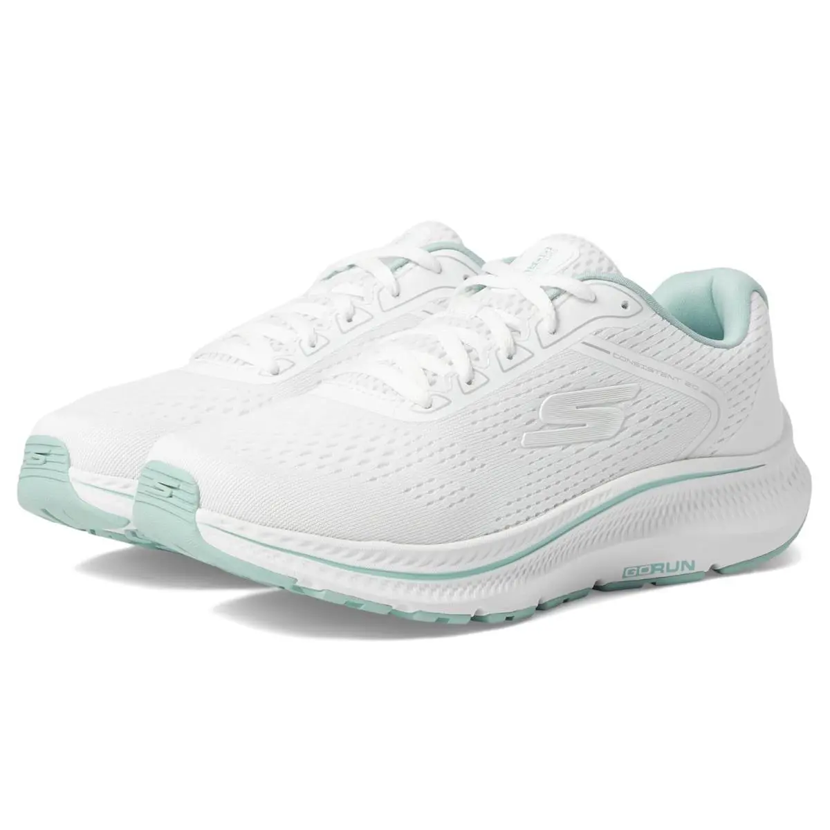 Woman`s Sneakers Athletic Shoes Skechers Go Run Consistent 2.0 Mile - White/Mint