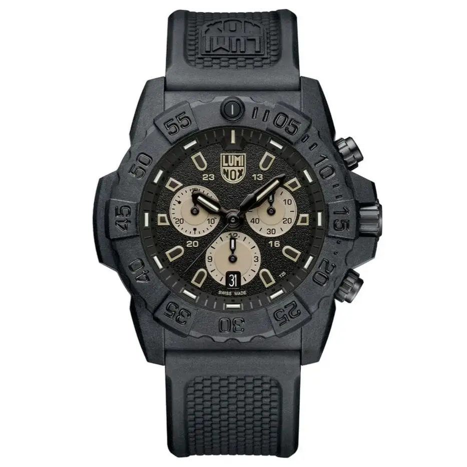 Luminox Navy Seal Chronograph 45mm Black Dial Rubber Men`s Watch XS.3587