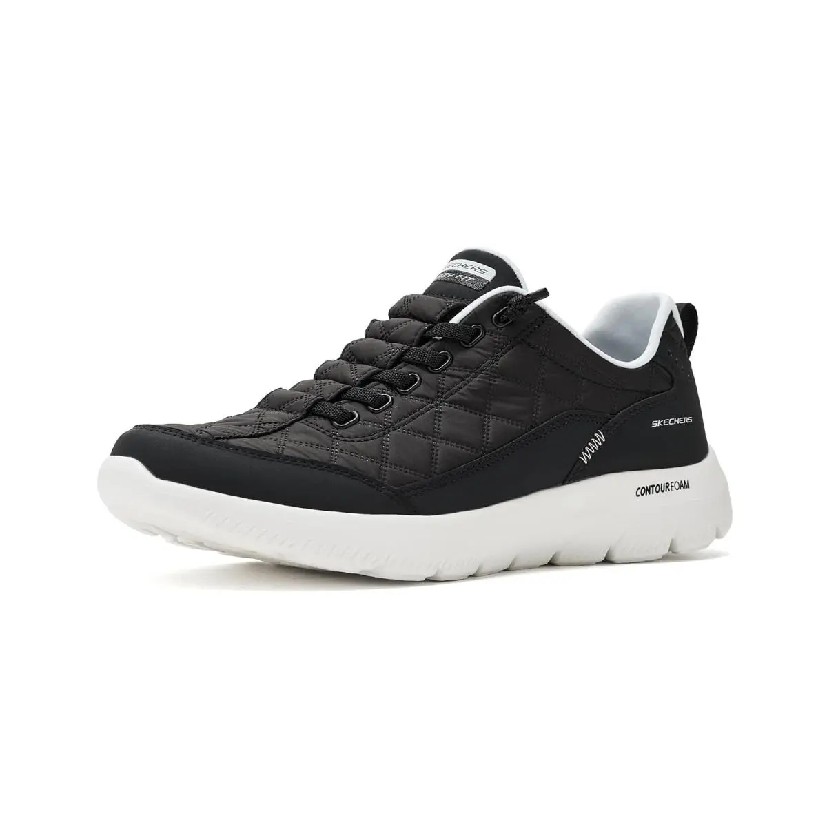 Woman`s Sneakers Athletic Shoes  Summits Contour Foam - Cozy Fit Black White by Skechers