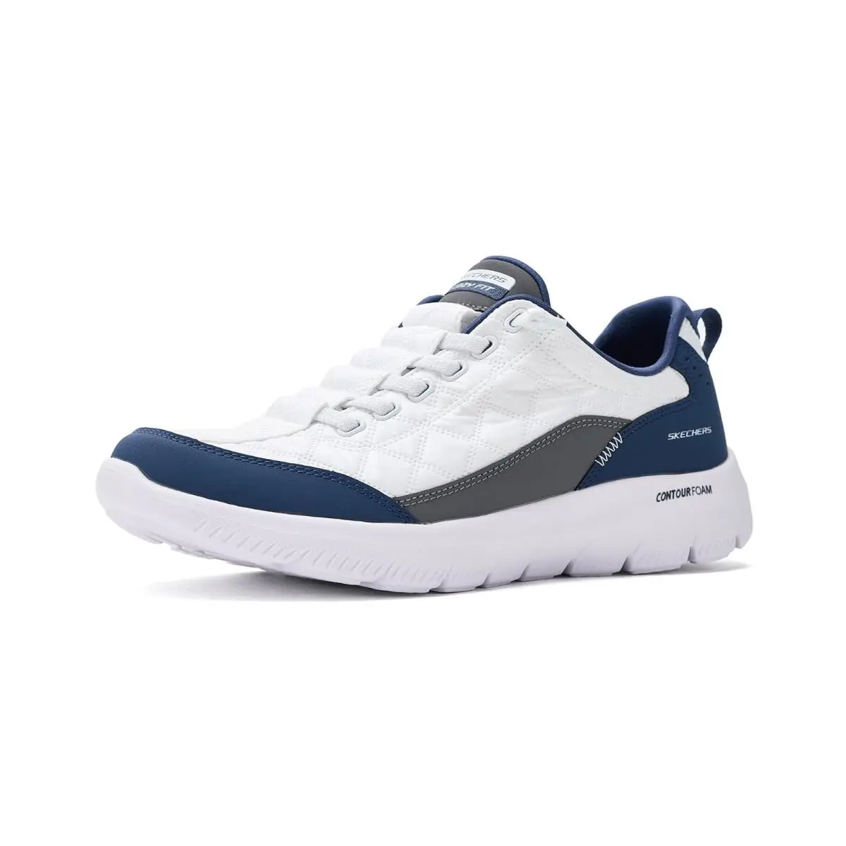 Woman`s Sneakers Athletic Shoes  Summits Contour Foam - Cozy Fit White Navy by Skechers