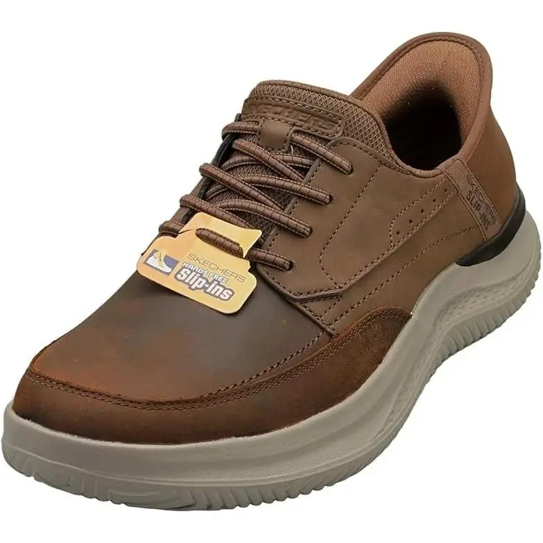 Skechers Shoes Men Slip Ins Brown Loafer Comfort Walk Memory Foam Leather 205211 - Dark Brown