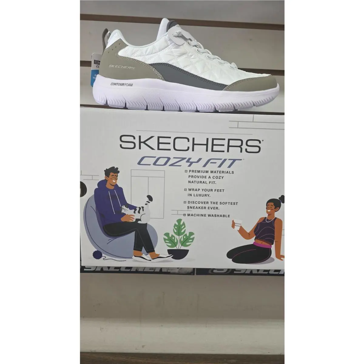 Skechers shoes - casual easy-on style - casual style - 232644 - White / Taupe 3