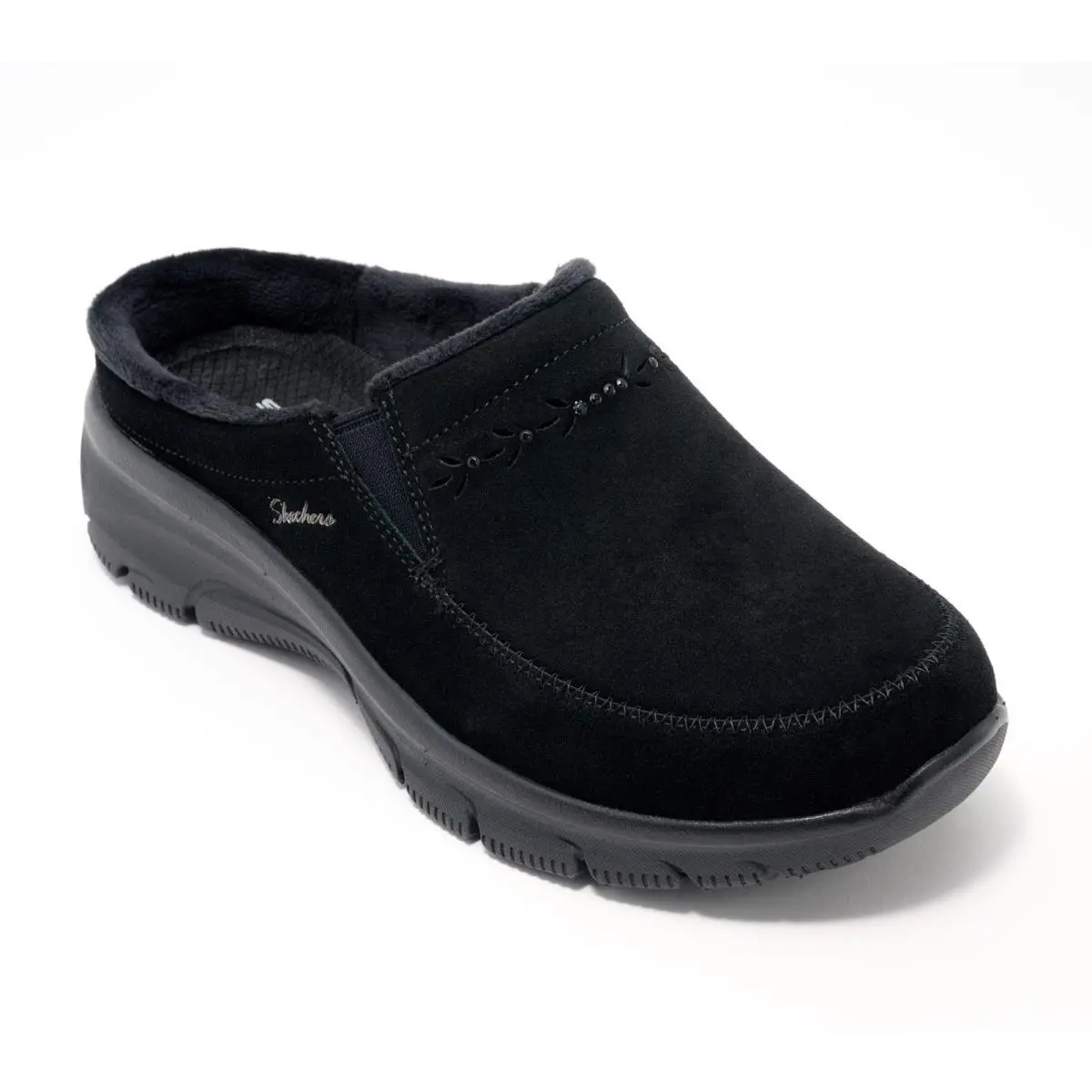 Skechers Easy Going Water-repellent Studded Suede Clogs Black 7.5/M