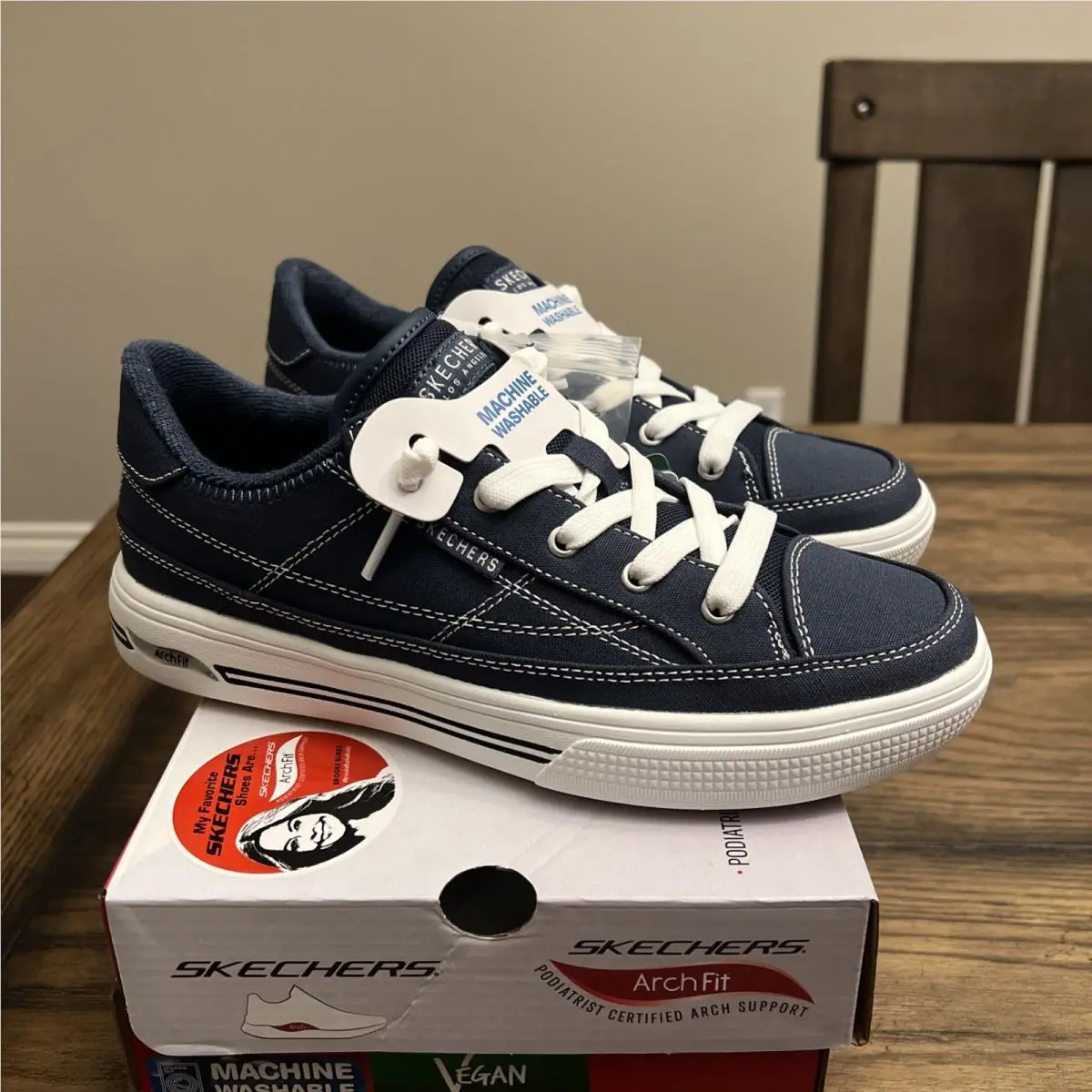 Skechers Street Arch Fit Arcade Arcata Canvas Sneakers Blue Women’s 9……R12