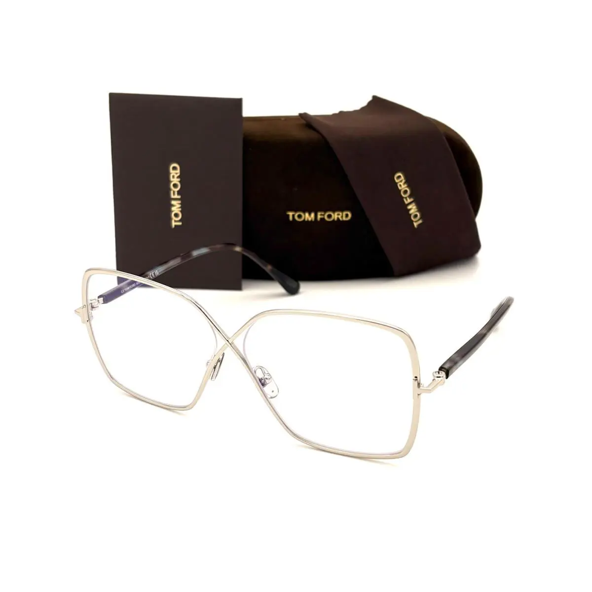 Tom Ford FT5841 016 Palladium Silver / Clear Lens 59mm Eyeglasses TF5841
