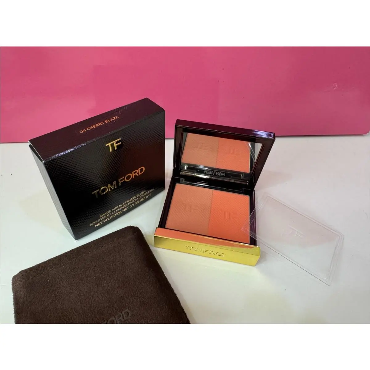 Tom Ford Shade and Illuminate Blush Duo .22oz. Full Size Boxed - 04 Cherry Blaze