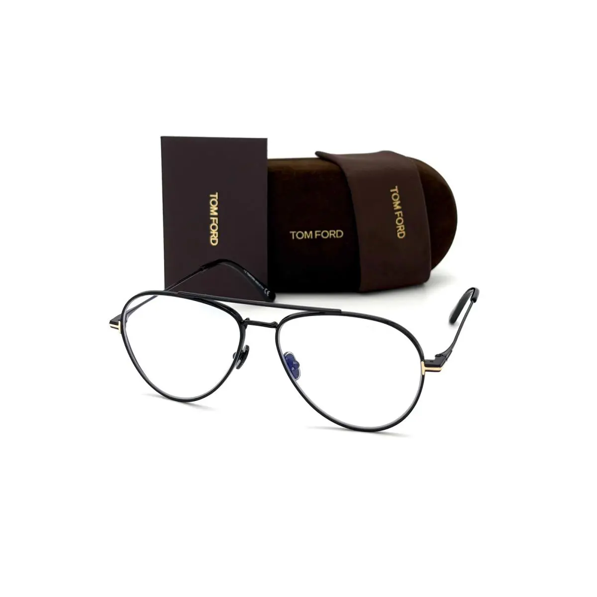 Tom Ford FT5800-B 001 Black / Clear Blue Block 56mm Eyeglasses TF5800