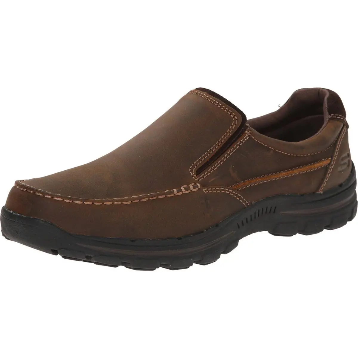 Skechers Mens Braver-rayland Slip-on Loafer Dark Brown Leather 12 2E US - Dark Brown/Leather