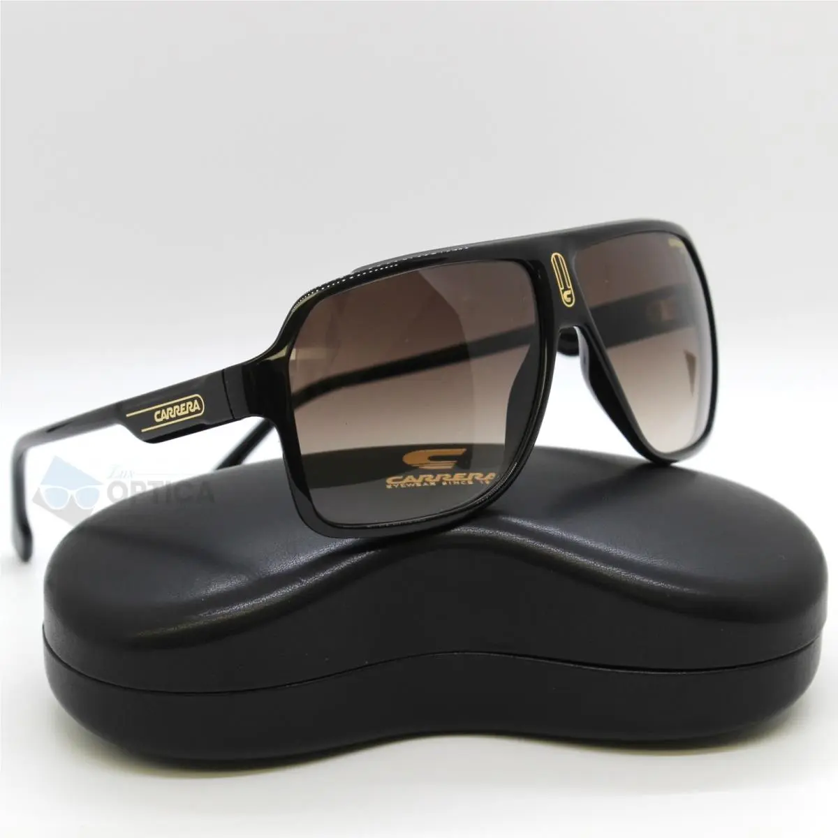 Carrera 1030/S Pilot Sunglasses Black Gold Frame / Brown Lens - 807HA - 62mm