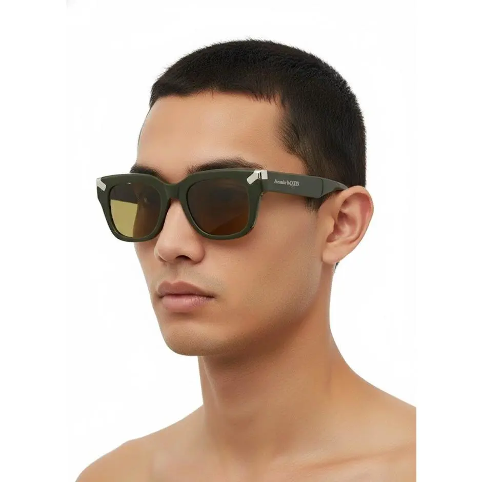 Mcqueen Men 51mm Rectangular Sunglasses Green Green Brown