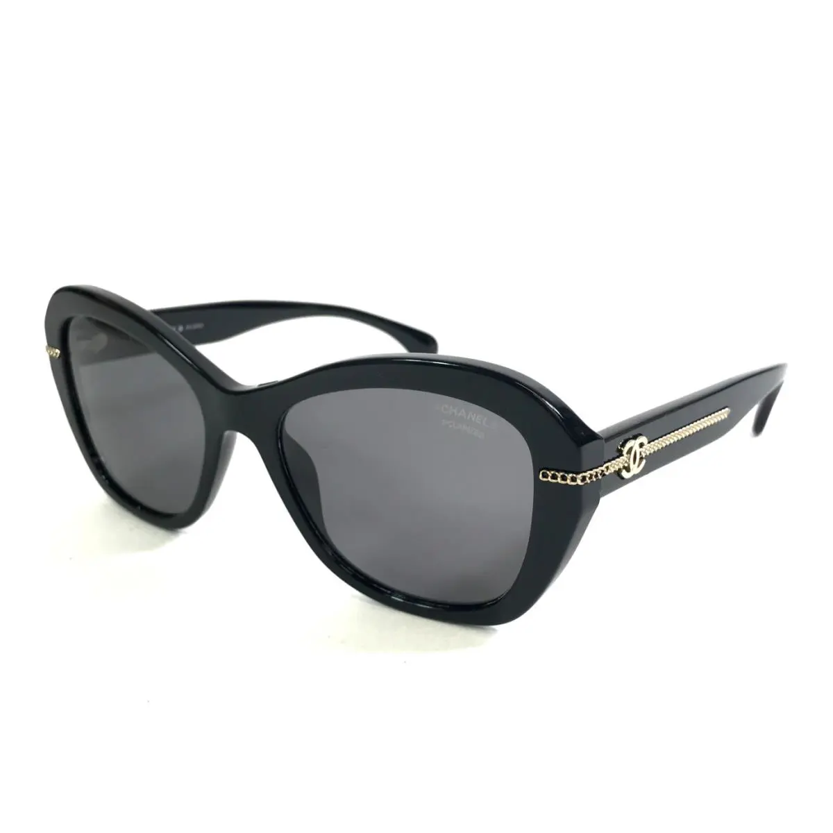 Chanel Sunglasses 5510 c.622/T8 Black Cat Eye Frames with Gray Polarized Lenses