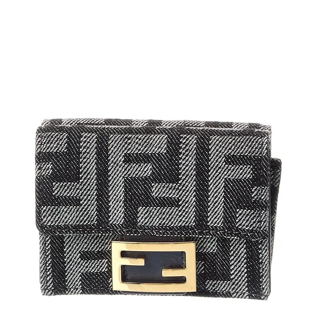 Fendi Baguette Micro Leather Card Case Women`s Black