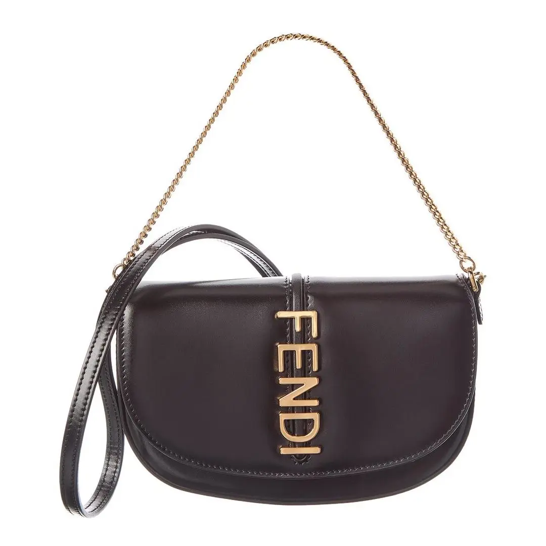 Fendi Fendigraphy Leather Wallet On Chain Women`s Black