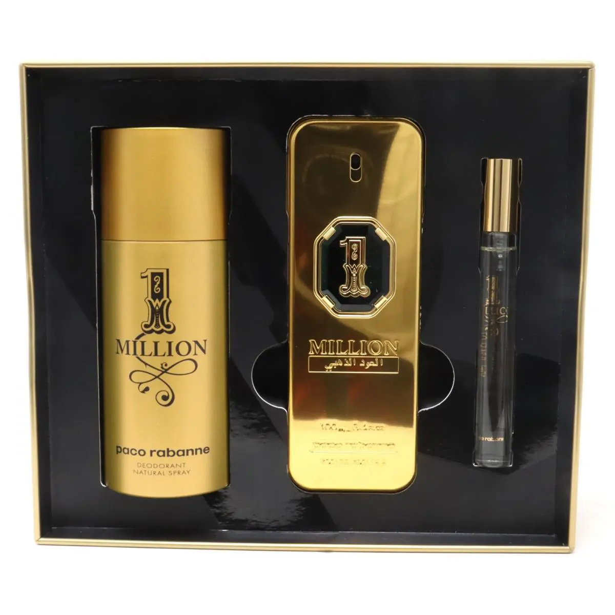 Paco Rabanne 1 Million Golden Oud 3pc Gift Set For Men100ml P +150ml D +10ml T