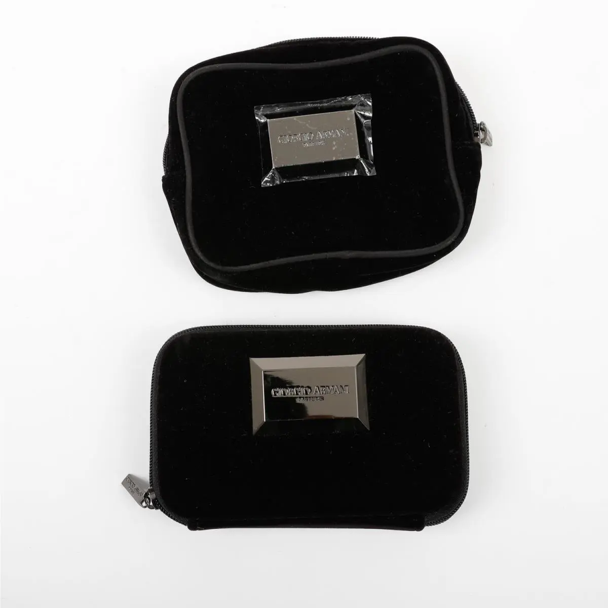 Set of 2 Giorgio Armani Parfums Black Velvet Travel Case Make-up Bag 6.5