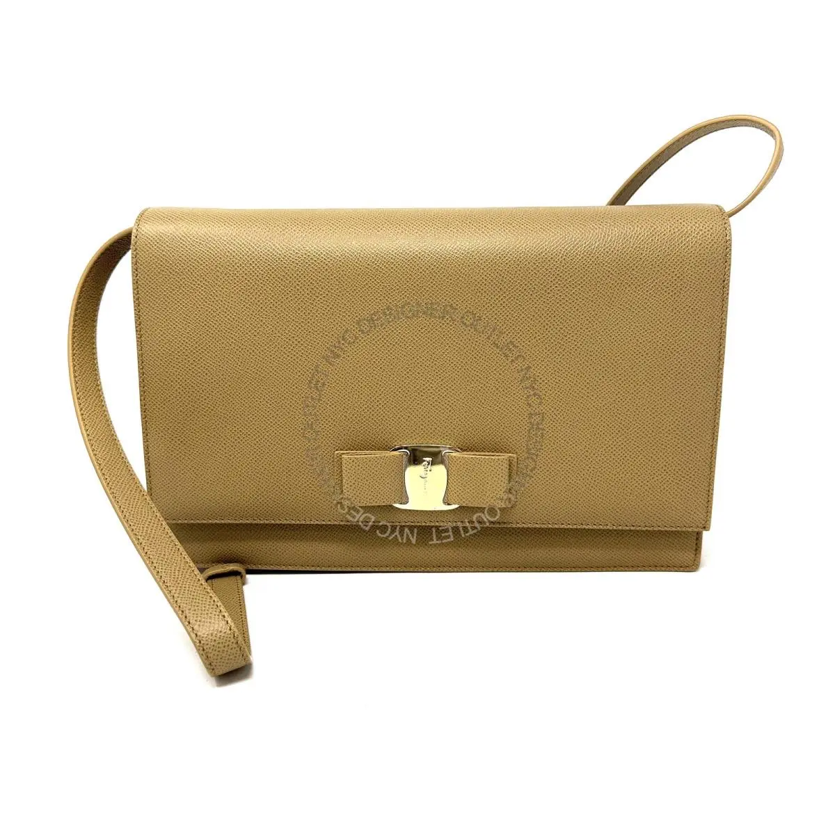 Salvatore Ferragamo Women Camel Color Leather Crossbody Bag