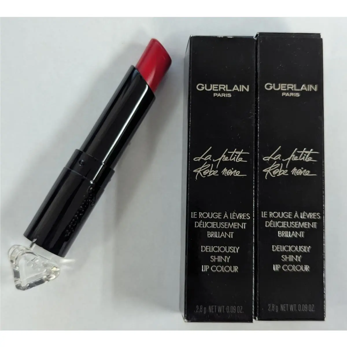 Lot OF 2 - Guerlain Paris Deliciously Shiny Lip Color 022 Red Bow Tie 0.09oz