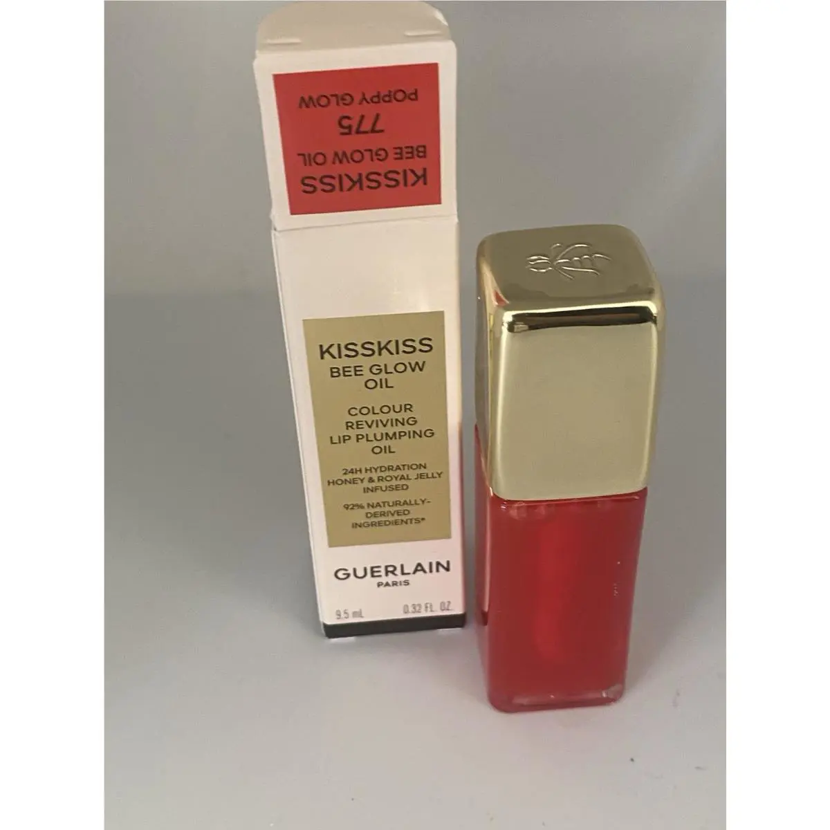 Guerlain Kisskiss Bee Glow Oil Color Reviving Lip Plumping Oil -775 Poppy Glow