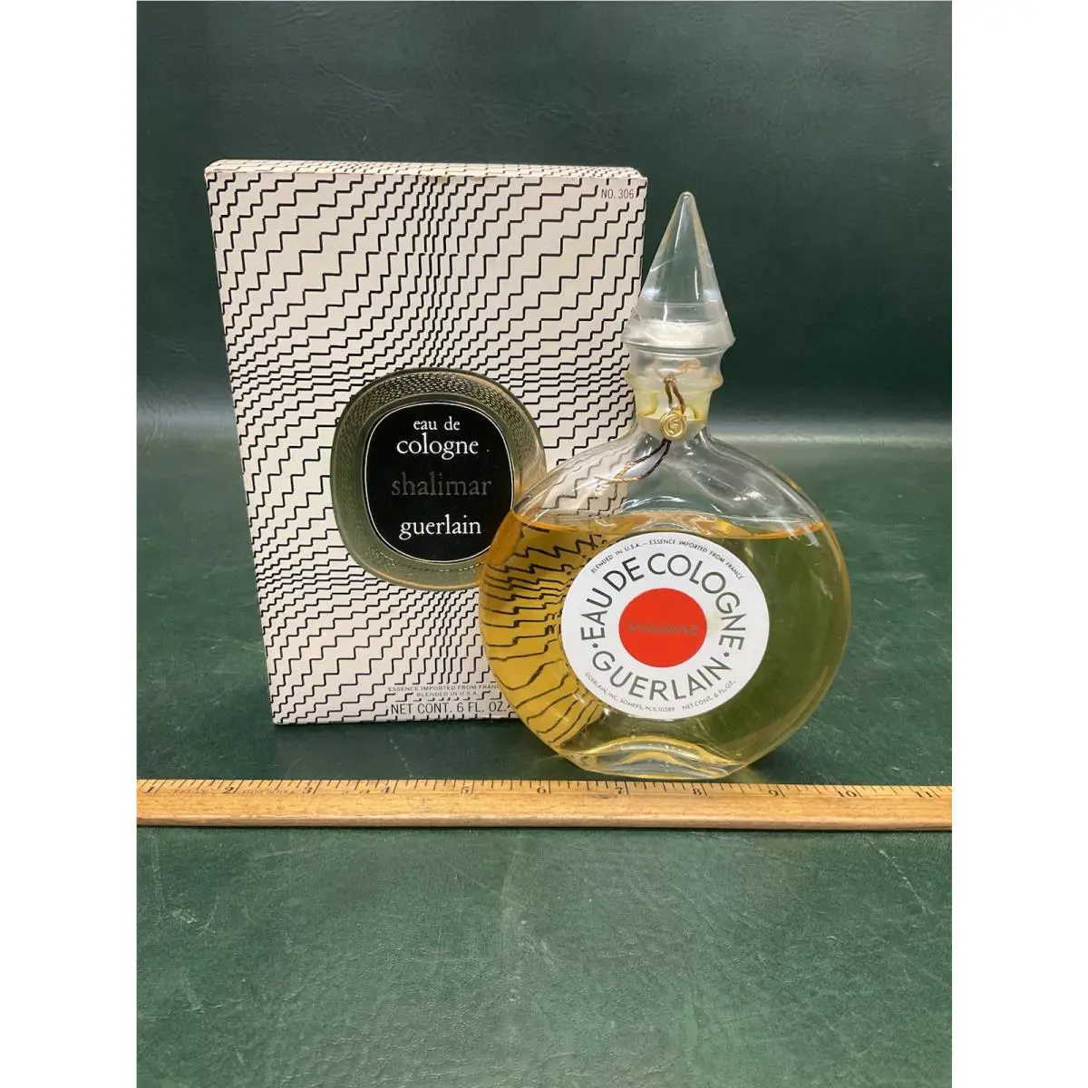 Vintage Guerlain Shalimar Perfume Eau de Cologne 6 oz No. 306 Glass Top