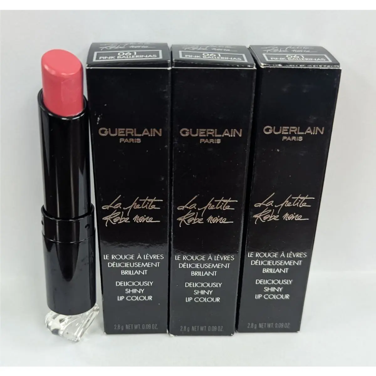 3 Pack Guerlain Paris Deliciously Shiny Lip Color 061 Pink Ballerinas 0.09oz