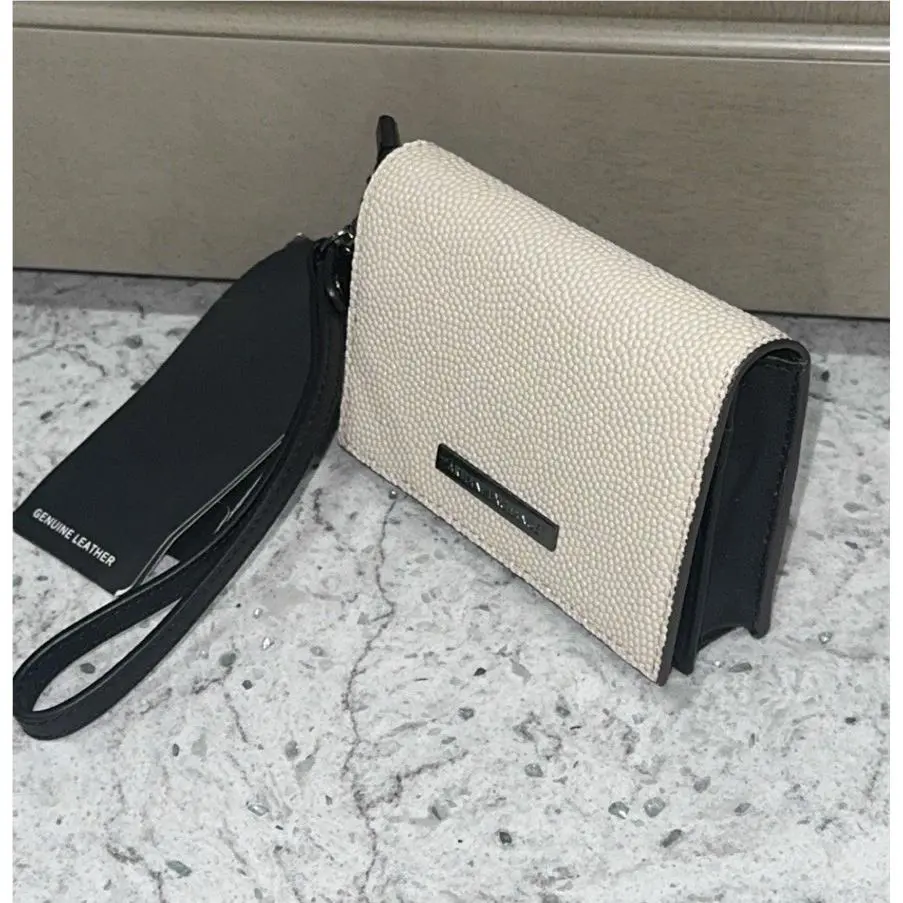 Armani Exchange Small Wristlet Wallet Key White Leather