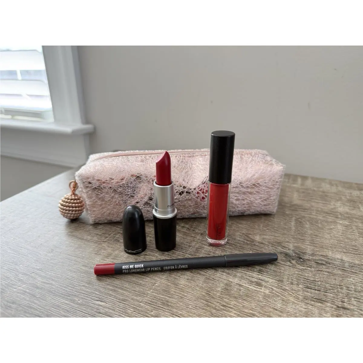 Mac Snow Ball Red Lip Bag Hooray For Holiday Joy to Enjoy Kiss Me Quick