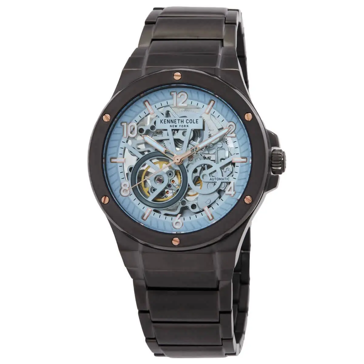 Kenneth Cole New York Automatic Blue Dial Men`s Watch KCWGY0063301 - Dial: Blue, Band: Gunmetal, Bezel: Gunmetal